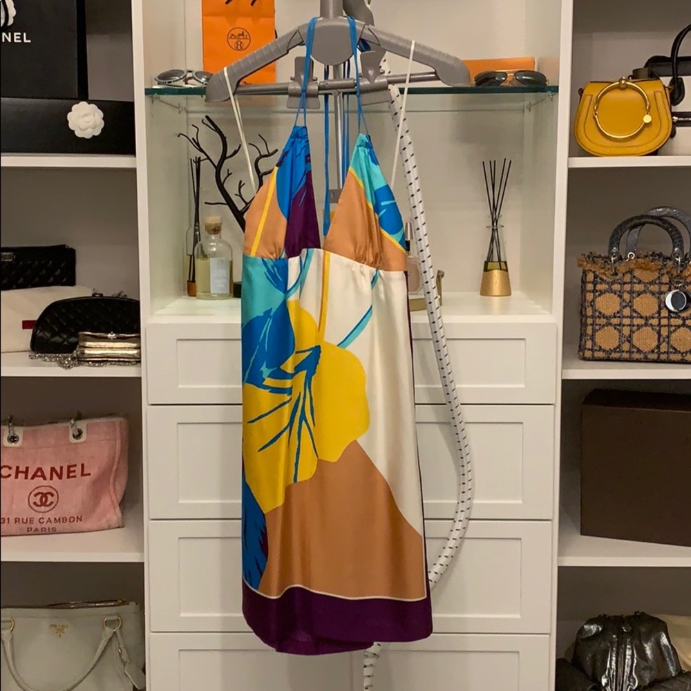 Tibi silk halter dress.